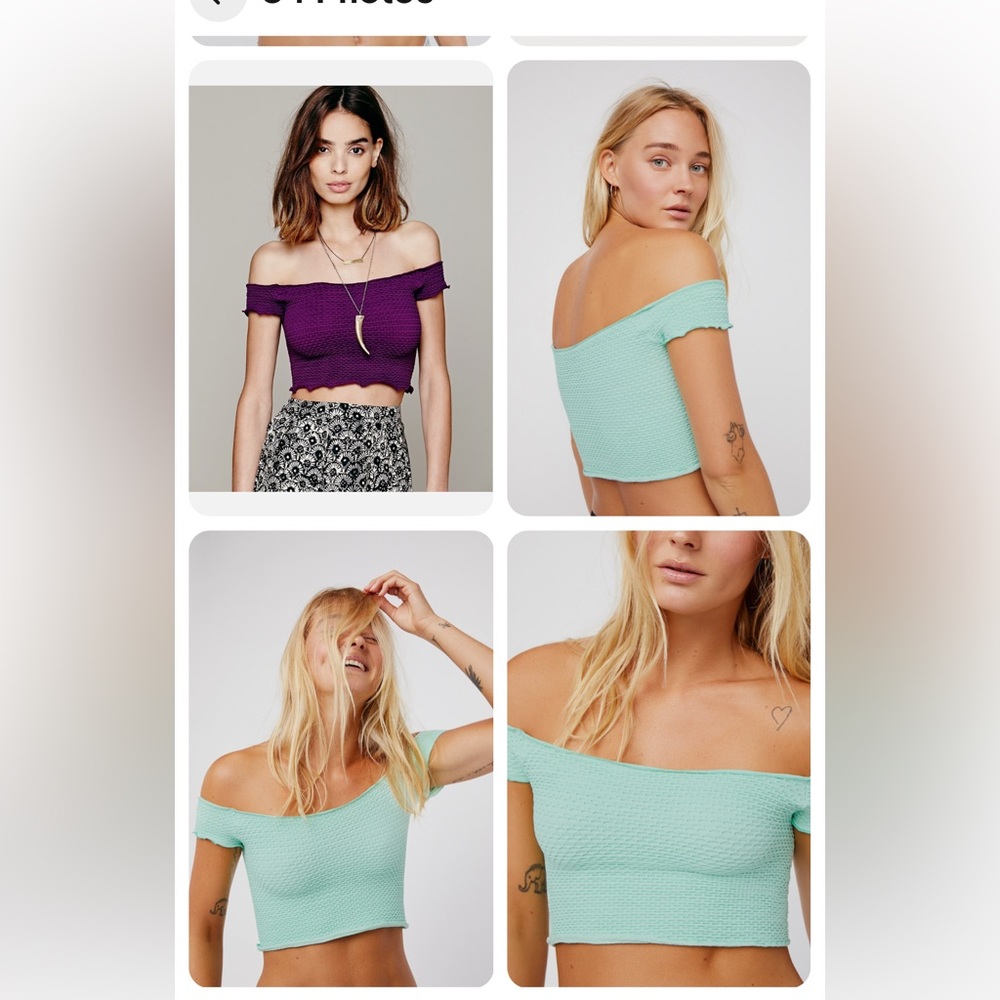 Intimately free people smocked off the shoulder crop top